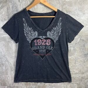 Black & pink Grand Ole Opry V-neck t-shirt with rhinestone woman's Size Large